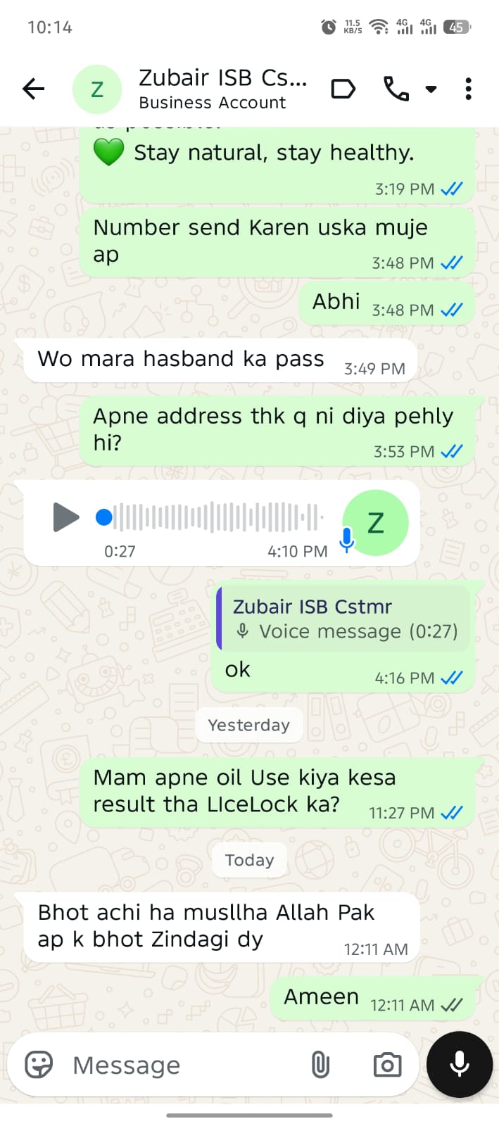 WhatsApp review screenshot