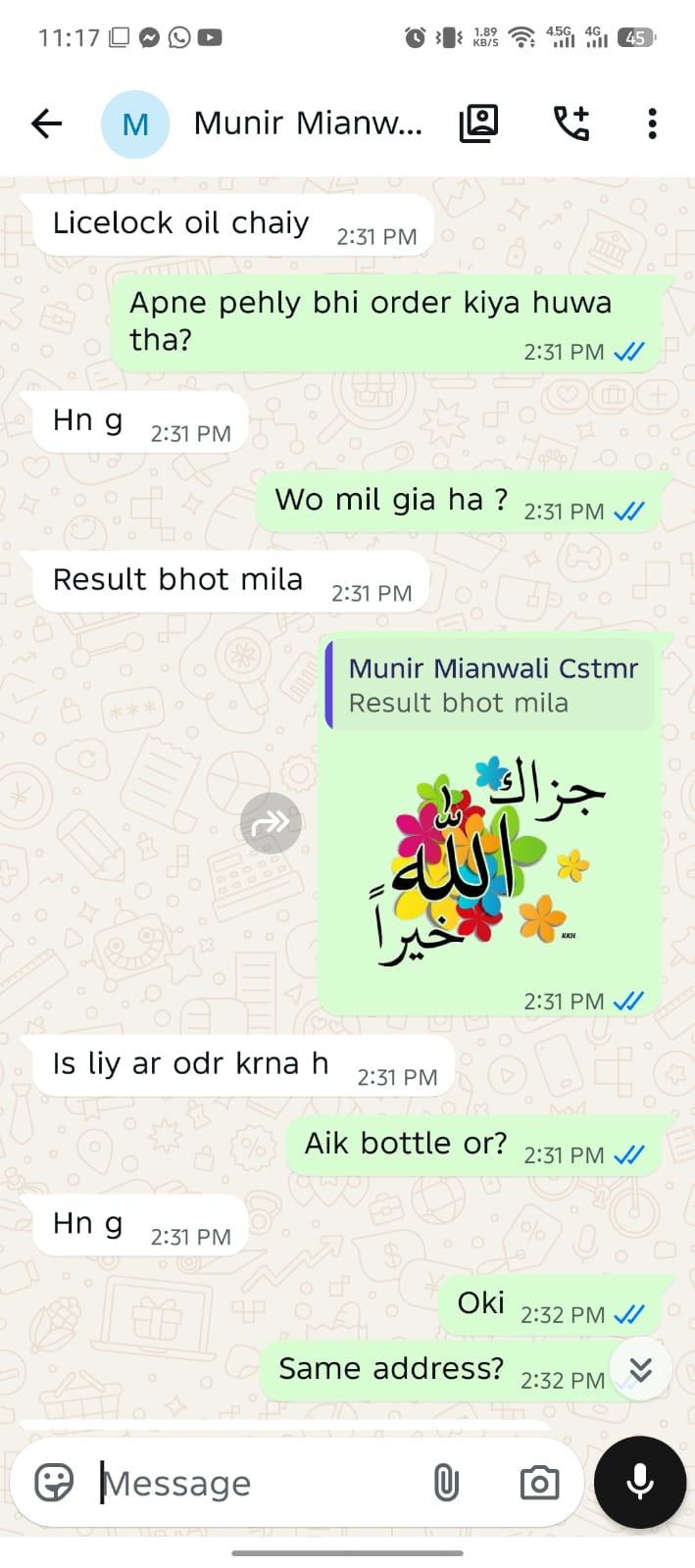 WhatsApp review screenshot
